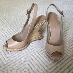 Christian Louboutin Beige Slingback Wedges